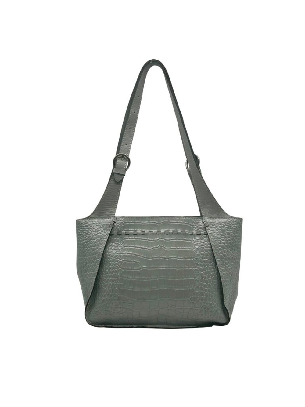 Patricia Nash Gray Croc-Embossed Leather Tote Bag
